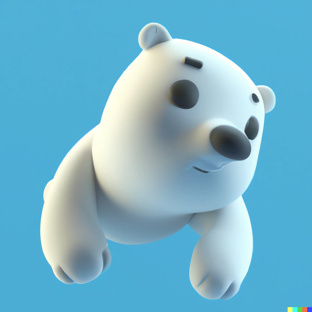 Prompt: A cute 3d render of icebear of serie "we bare bears"