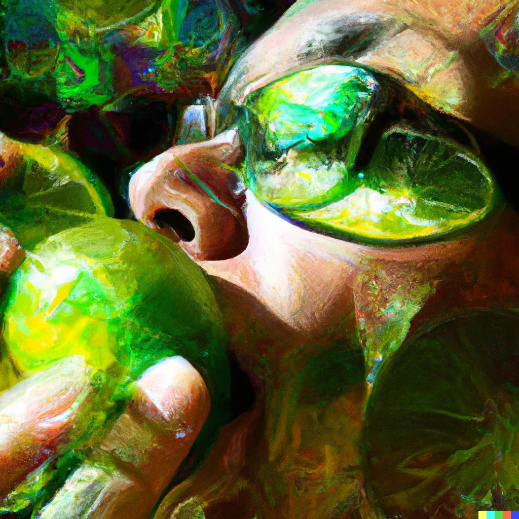 Prompt: Eating limes Digital psychedelic art