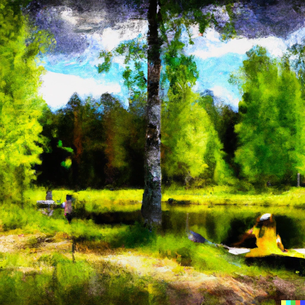 Prompt: Finnish outdoor recreation scenery, oil painting