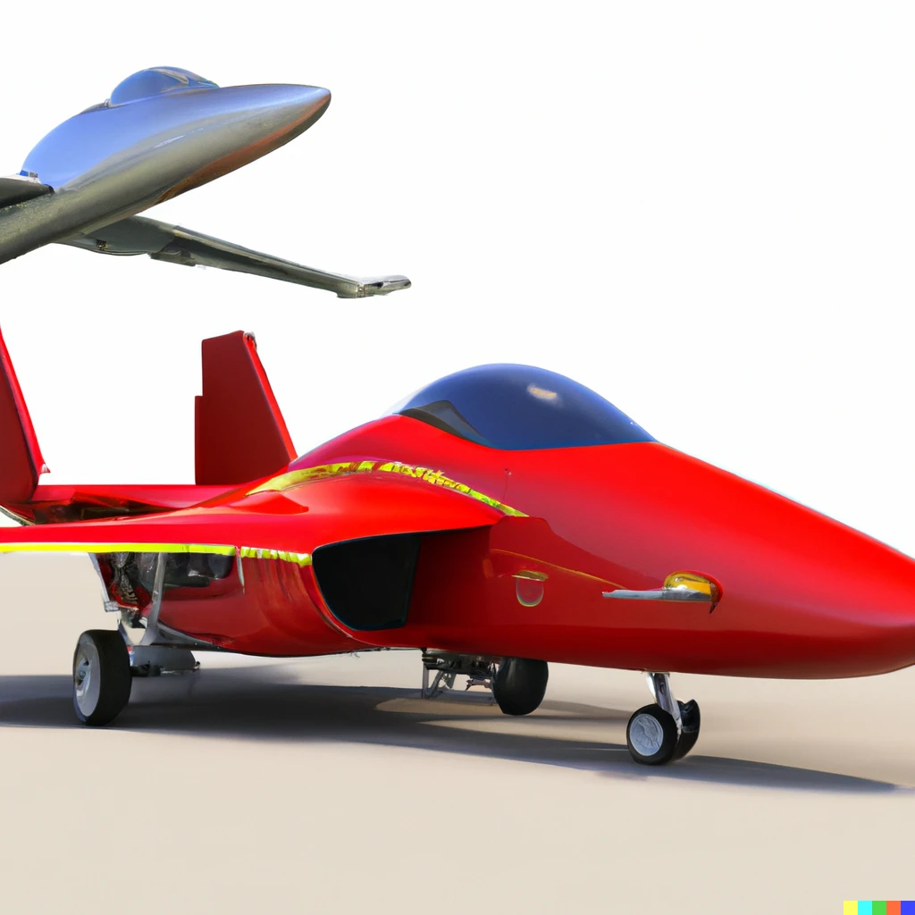 Prompt: Ferrari built a fighter plane.