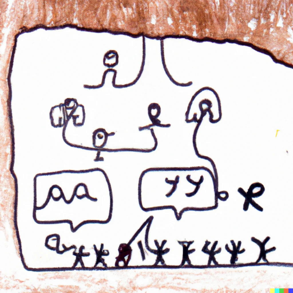 Prompt: A cave drawing of a Twitter feed