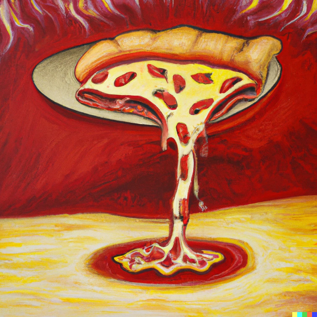 Prompt: dali painting of pizza melting