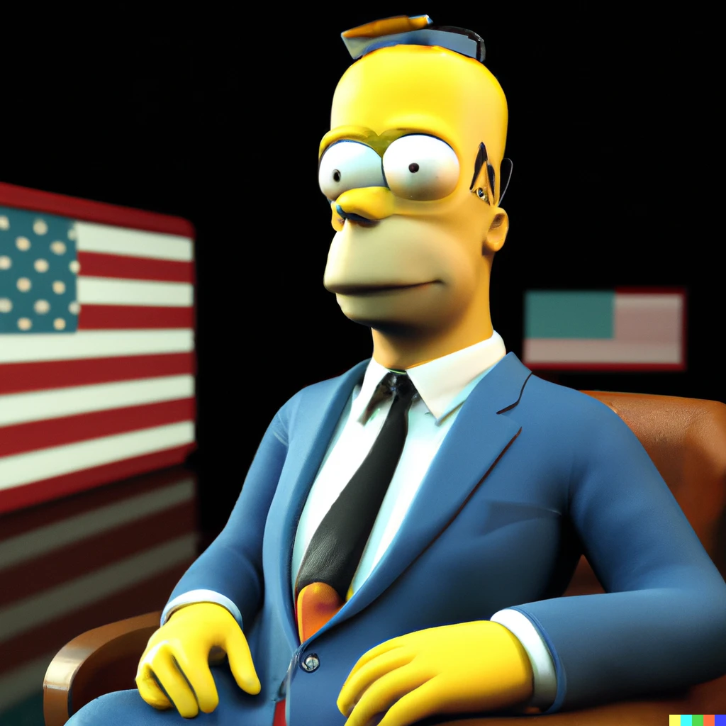 Prompt: Homer Simpson as jfk, 3D render