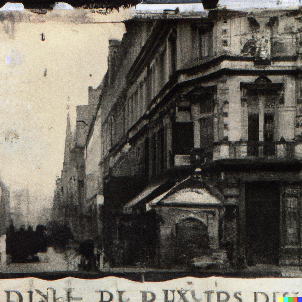 Prompt: Daguerréotype de la rue de Rivoli