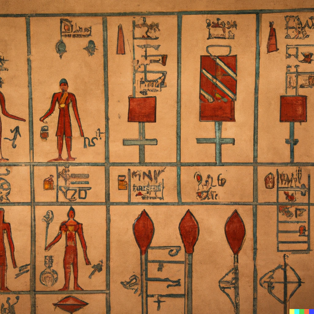Prompt: Hieroglyphic instructions for nuclear power plant operators, photo of the walls of an ancient Egyptian tomb