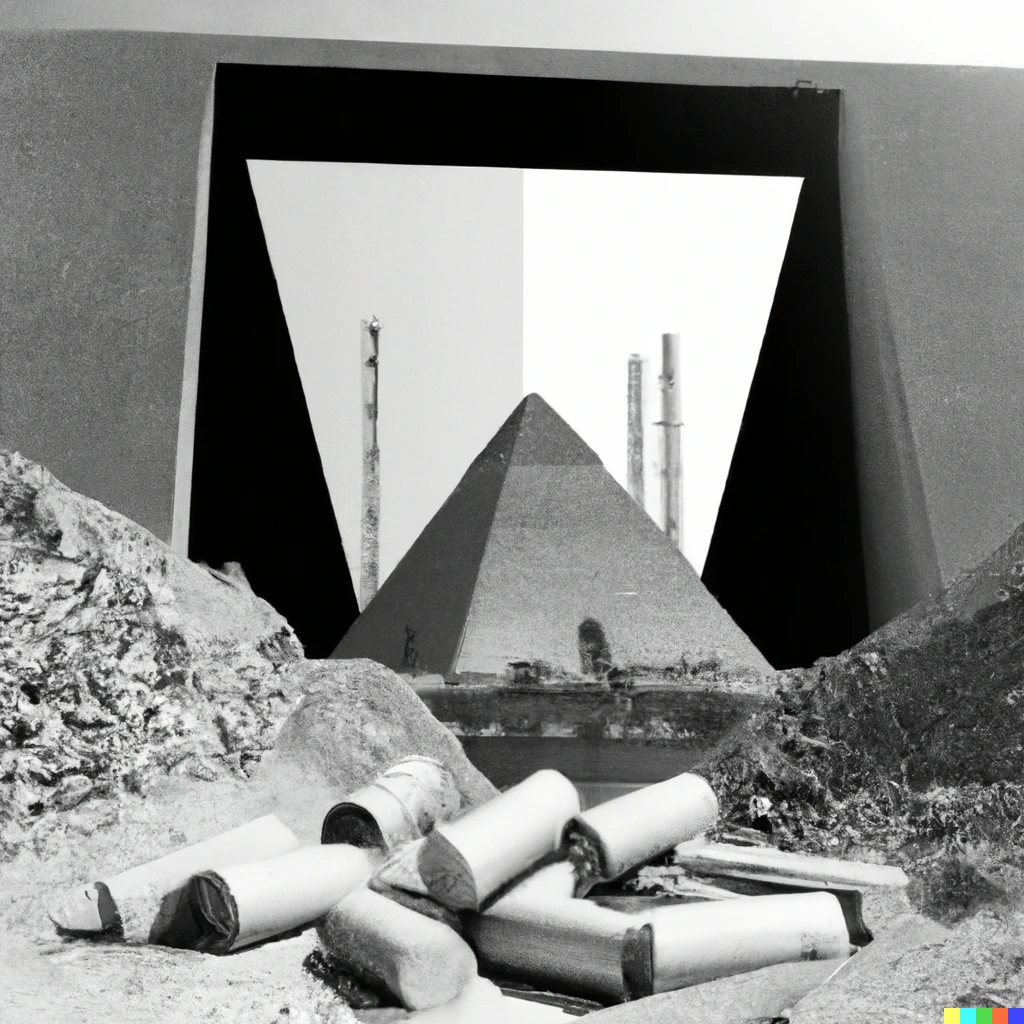 Prompt: First ever photograph of the nuclear power plant discovered hidden within the Great Pyramid of Giza