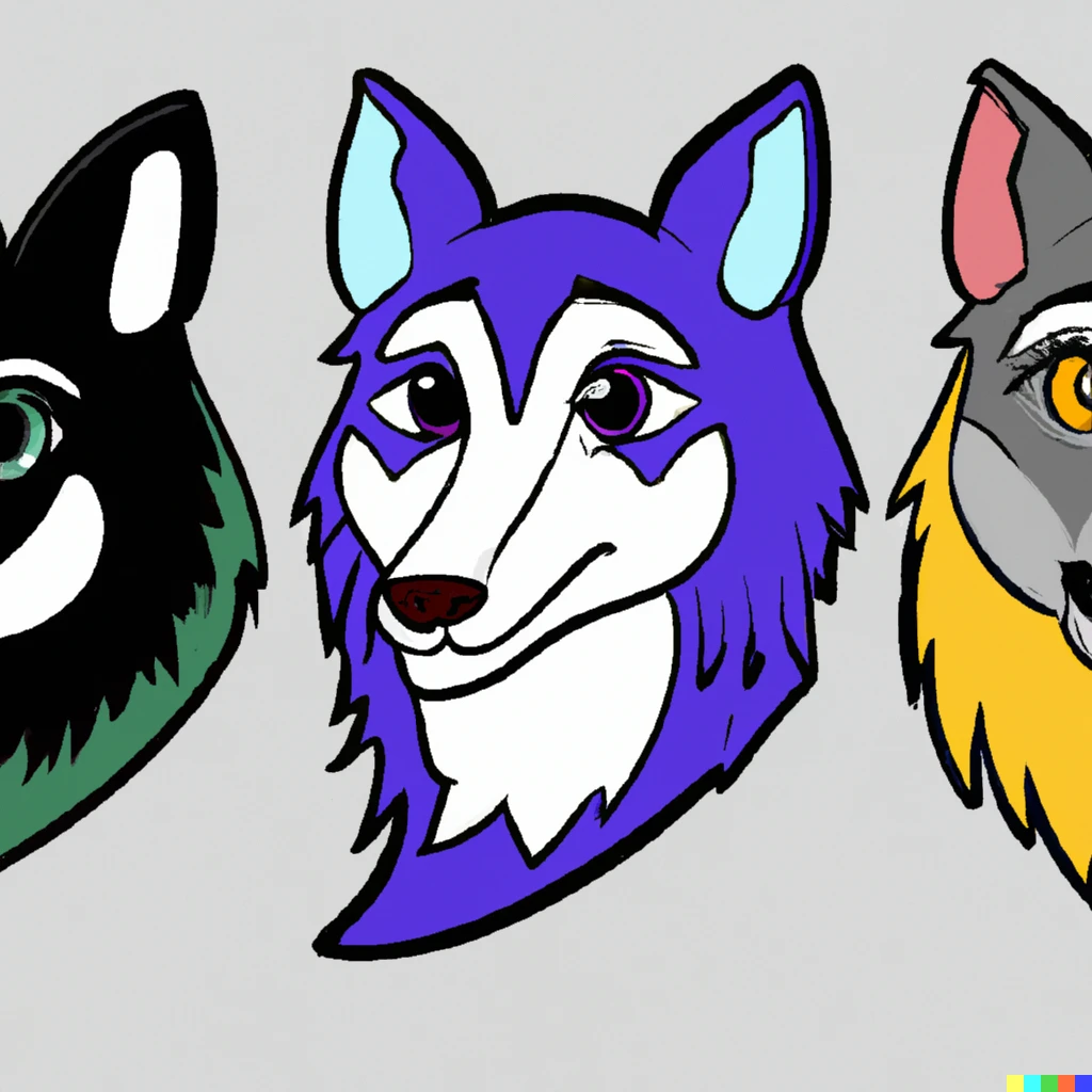 Prompt: photo of wolf pack with kawaii eyes