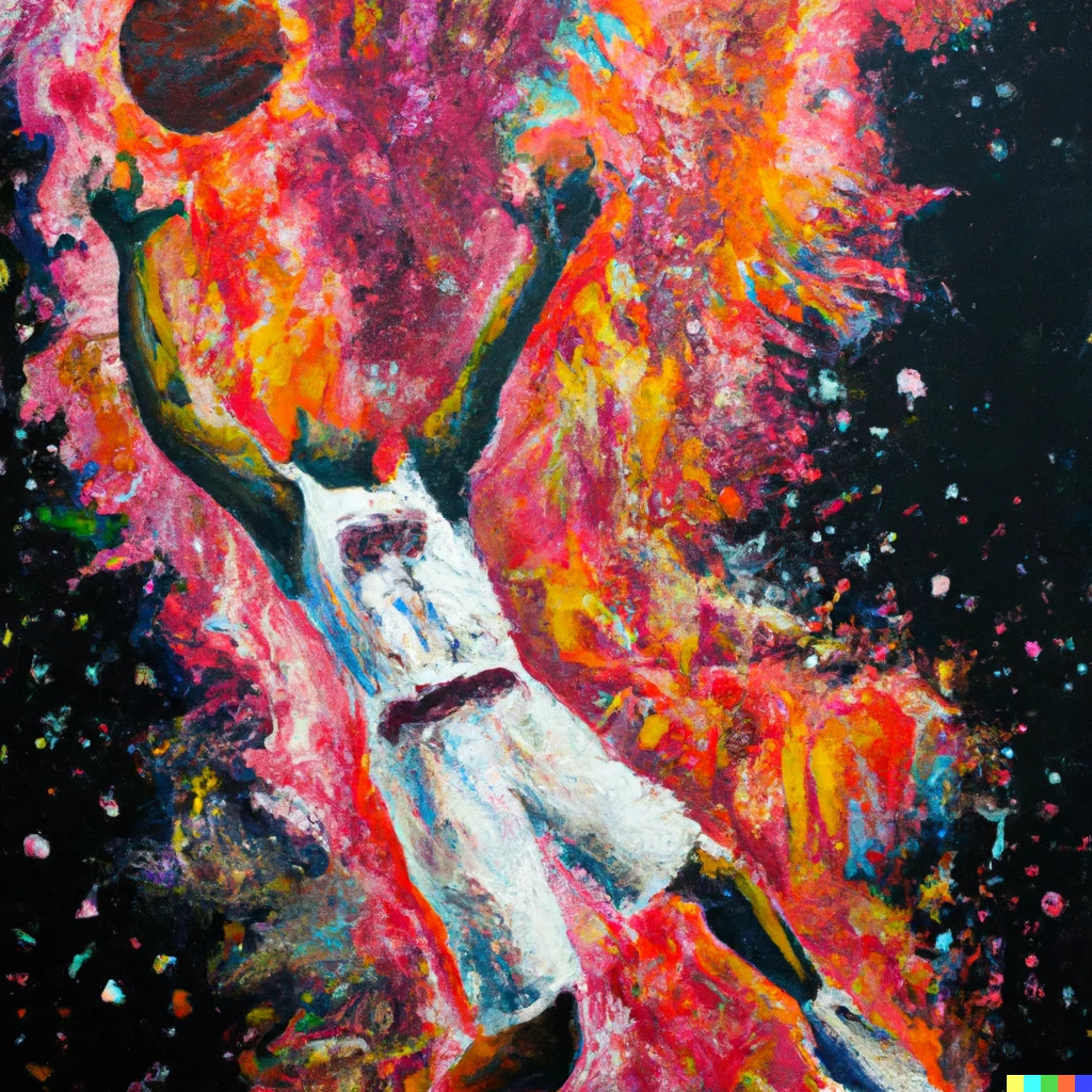 Prompt: An expressive oil painting of a basketball player dunking, depicted as an explosion of a nebula 702