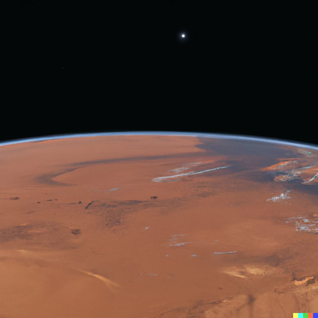 Prompt: The earth seen from the surface of mars, 4k HD, High resolution, official nasa image,