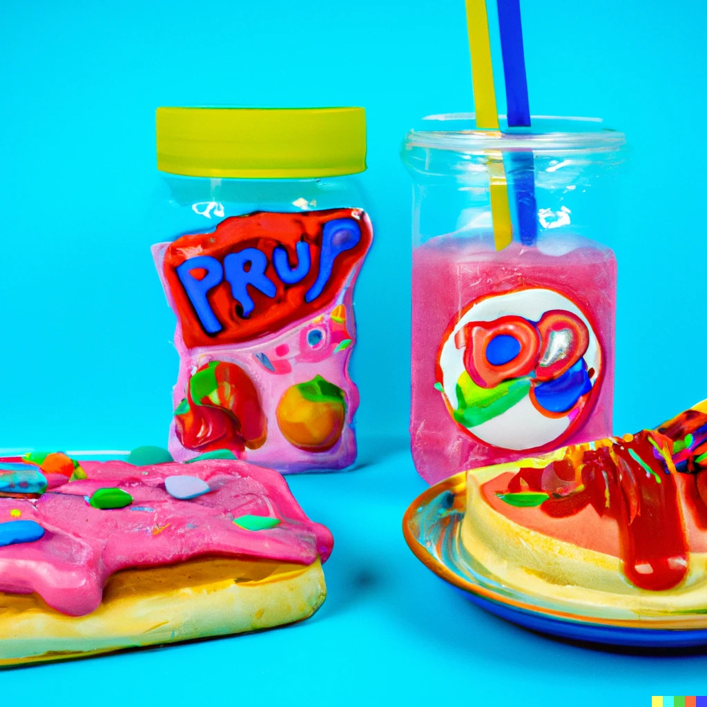 Prompt:  photo of kidcore themed food, rainbow colorful nostalgic, bright colors