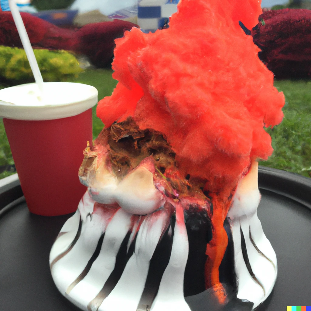 Prompt: Volcano erupting icecream and soft serve