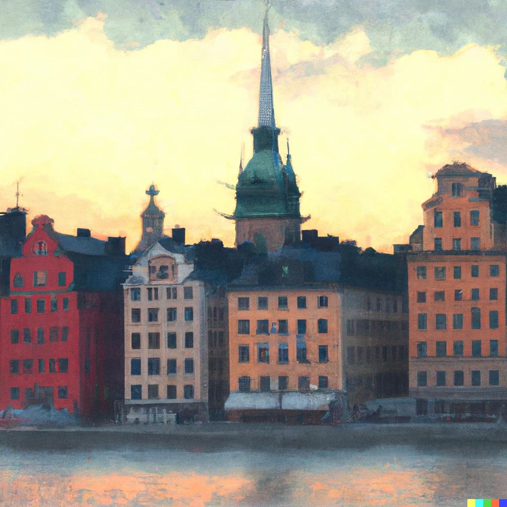 Prompt: Stockholm in summer, in the style of Edward Hopper